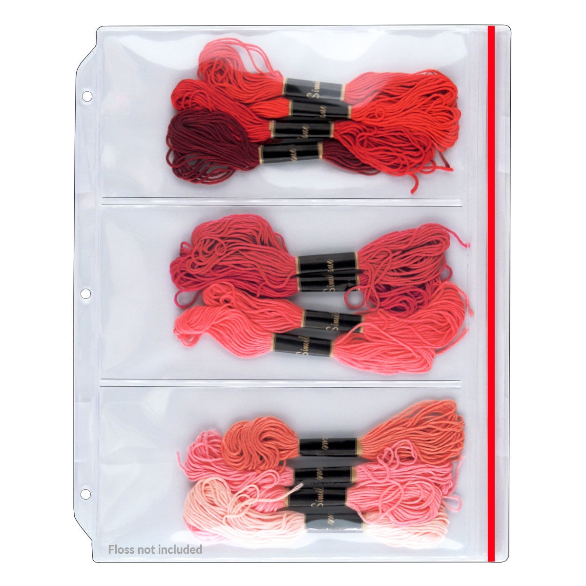 Multi-Pocket Zipper Binder Page for Crafting & Knitting Supplies – 3 Pocket