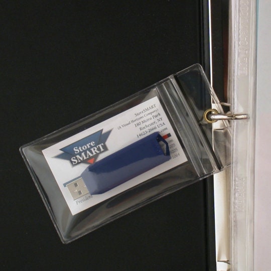 USB Flash Drive & Business Card Holders - Zip-Top and Hang Hole