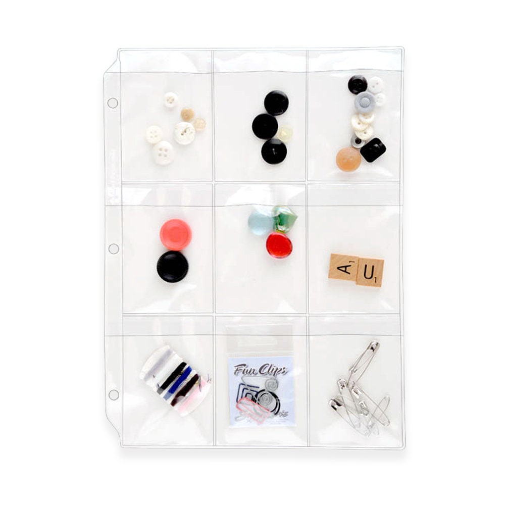 Binder Page for Your Notions - Top Load with Flaps - 9 Pockets