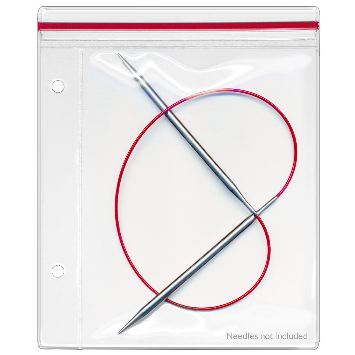 Circular Knitting Needle Case - Clear Vinyl Zipper Pocket, 3-Ring Binder Compatible