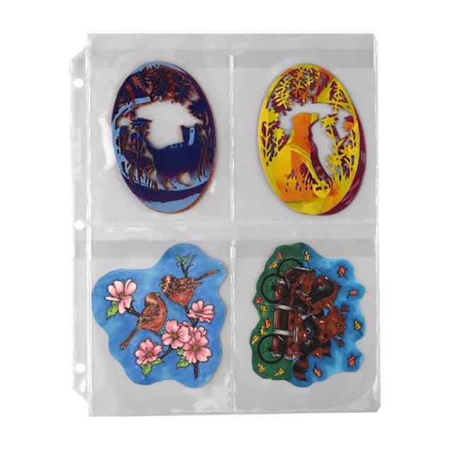4-Pocket Clear Plastic Binder Page with Flaps - Scrapbooking, Cardmaking, and Paper crafting - 10 Pack