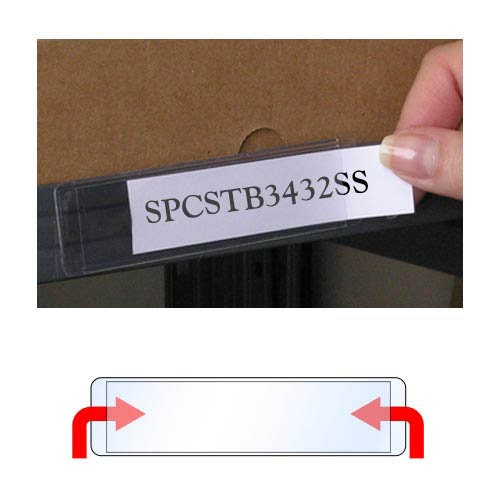Peel & Stick 1" x 4" Shelf Tag/Label Holders - Open Both Short Sides