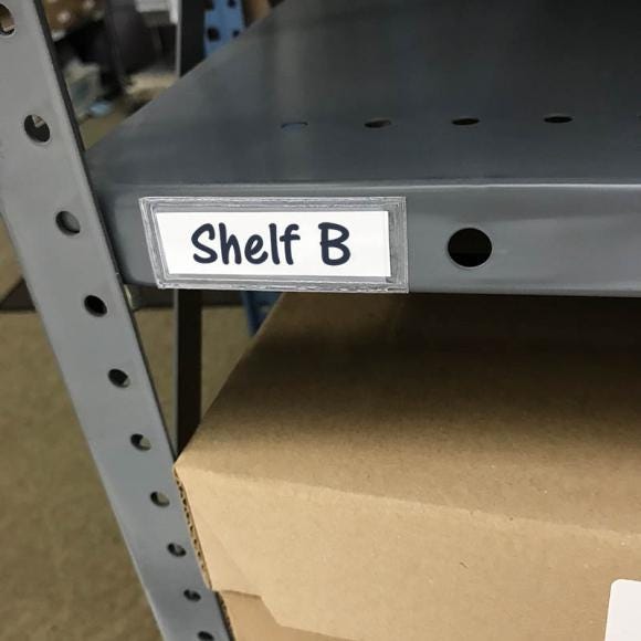Peel & Stick 5/8" x 2 5/16" Shelf Tag/Label Holders - Open Short Side