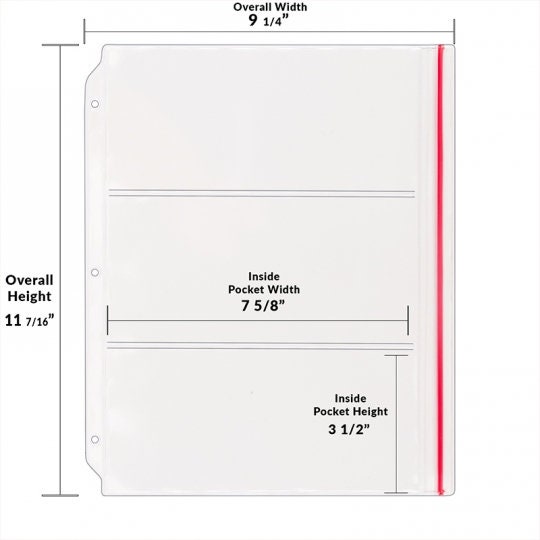 3-Pocket Zipper Binder Page - Scrapbooking, Cardmaking, and Paper crafting - Side Load - 10 Pack