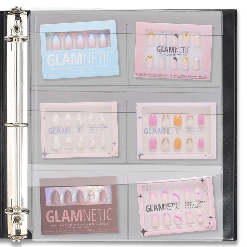 6-Pocket Clear Vinyl Binder Pages with Flaps - Nail Art Organization – (SPT600-6F-NAIL)
