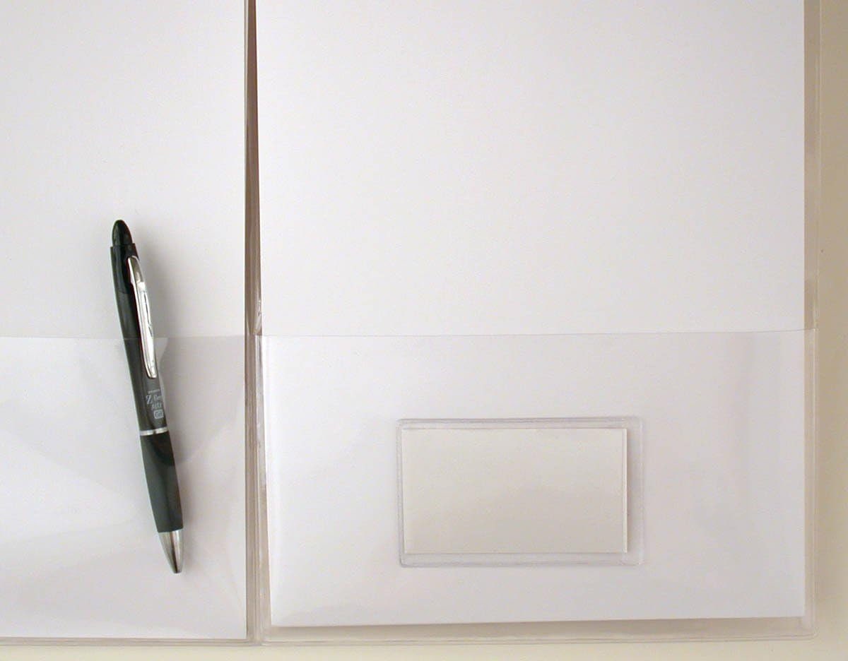 Clear Plastic Folder with Pockets – Business Card Holder, Durable Vinyl (P222NS)