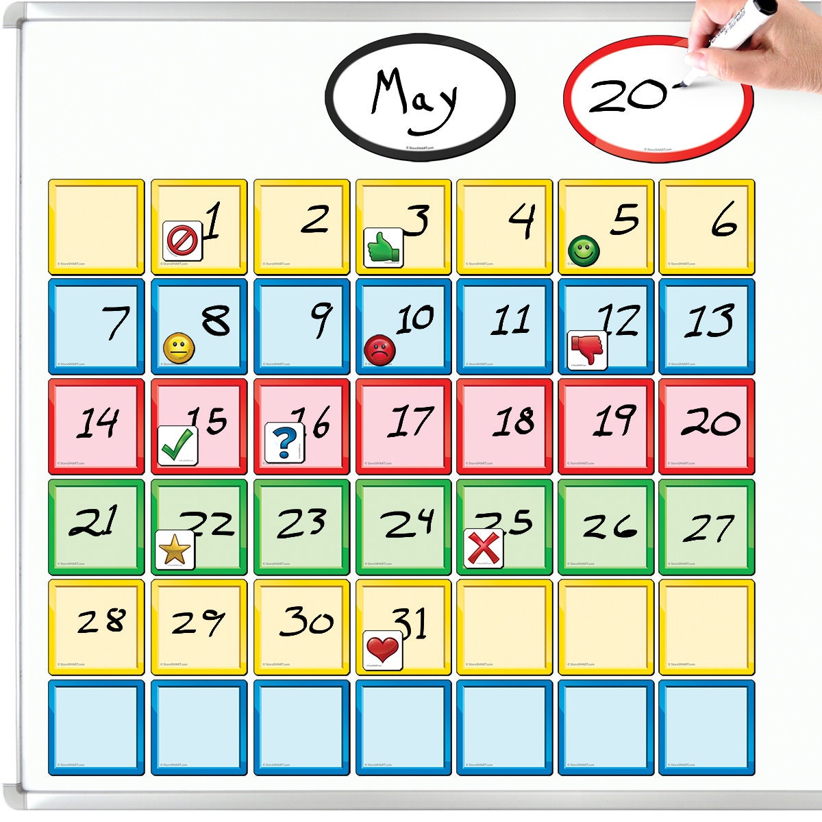 StoreSMART 3" x 3" Smart Magnetic Notes - Calendar Variety Pack - 55 Pieces