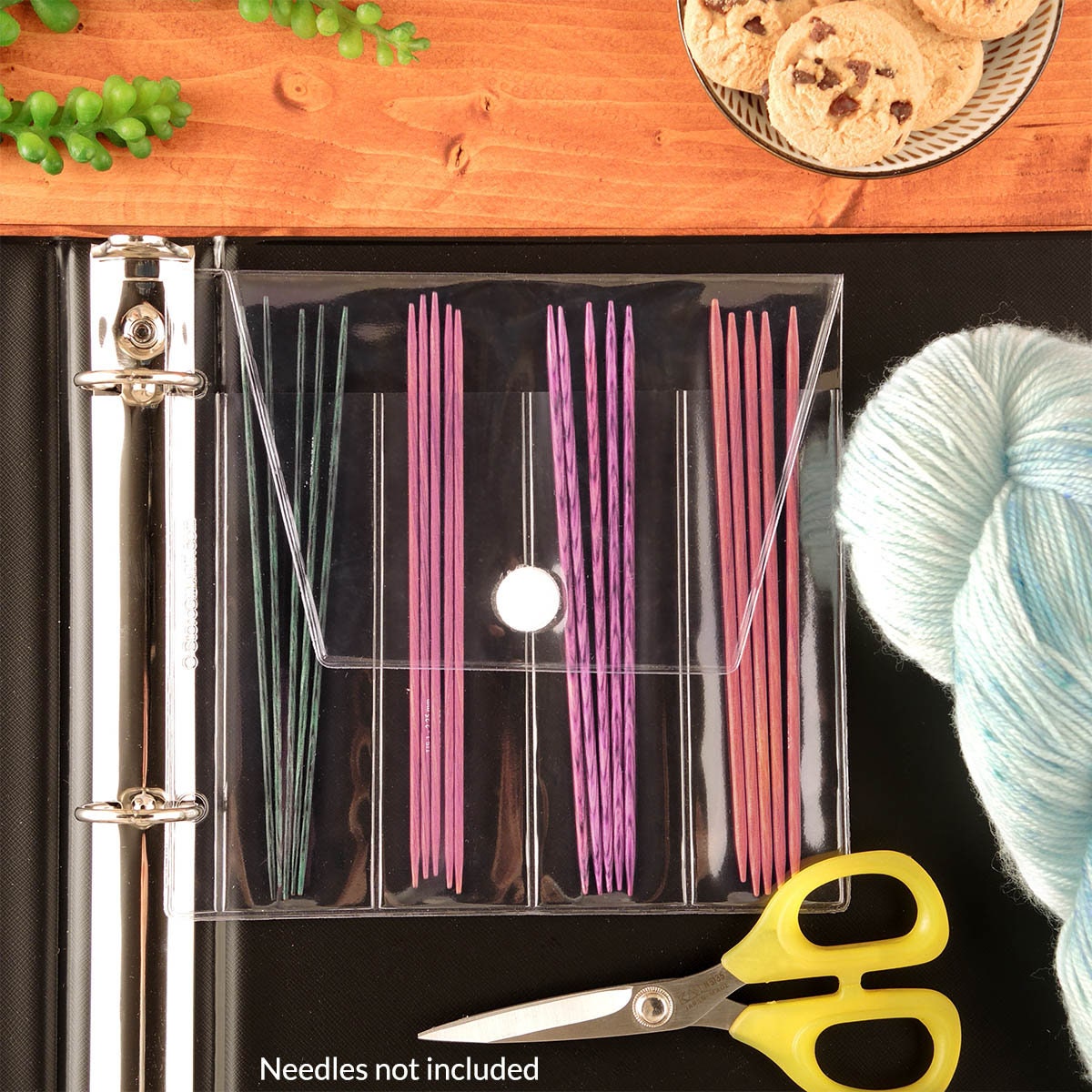 6" Double Pointed Needles Binder Page with Flap and Hook & Loop Closure