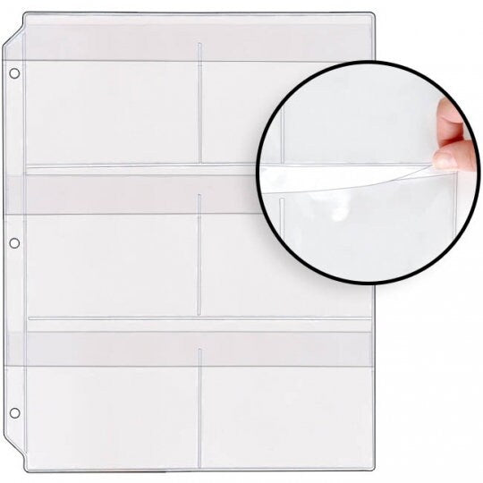 6-Pocket Clear Plastic Binder Page with Flaps - Scrapbooking, Cardmaking, and Paper crafting