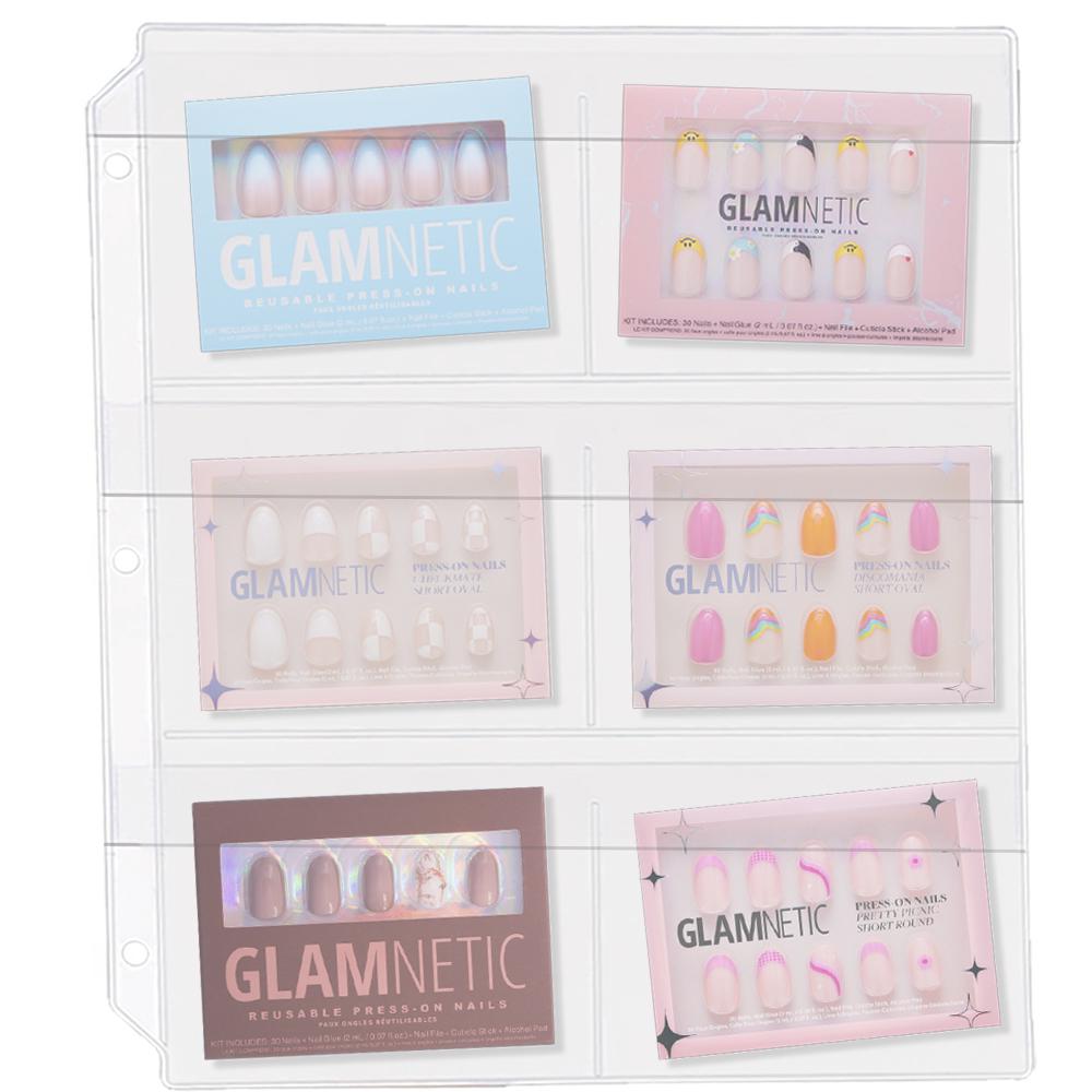 6-Pocket Clear Vinyl Binder Pages with Flaps - Nail Art Organization – (SPT600-6F-NAIL)