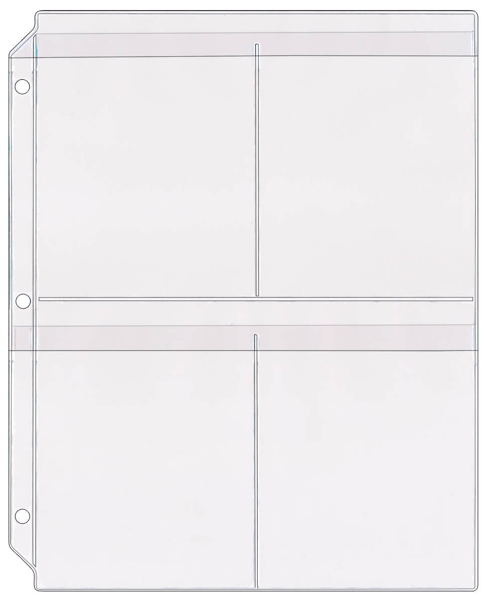 4-Pocket Clear Plastic Binder Page with Flaps