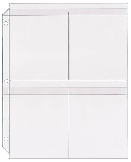 4-Pocket Clear Plastic Binder Page with Flaps