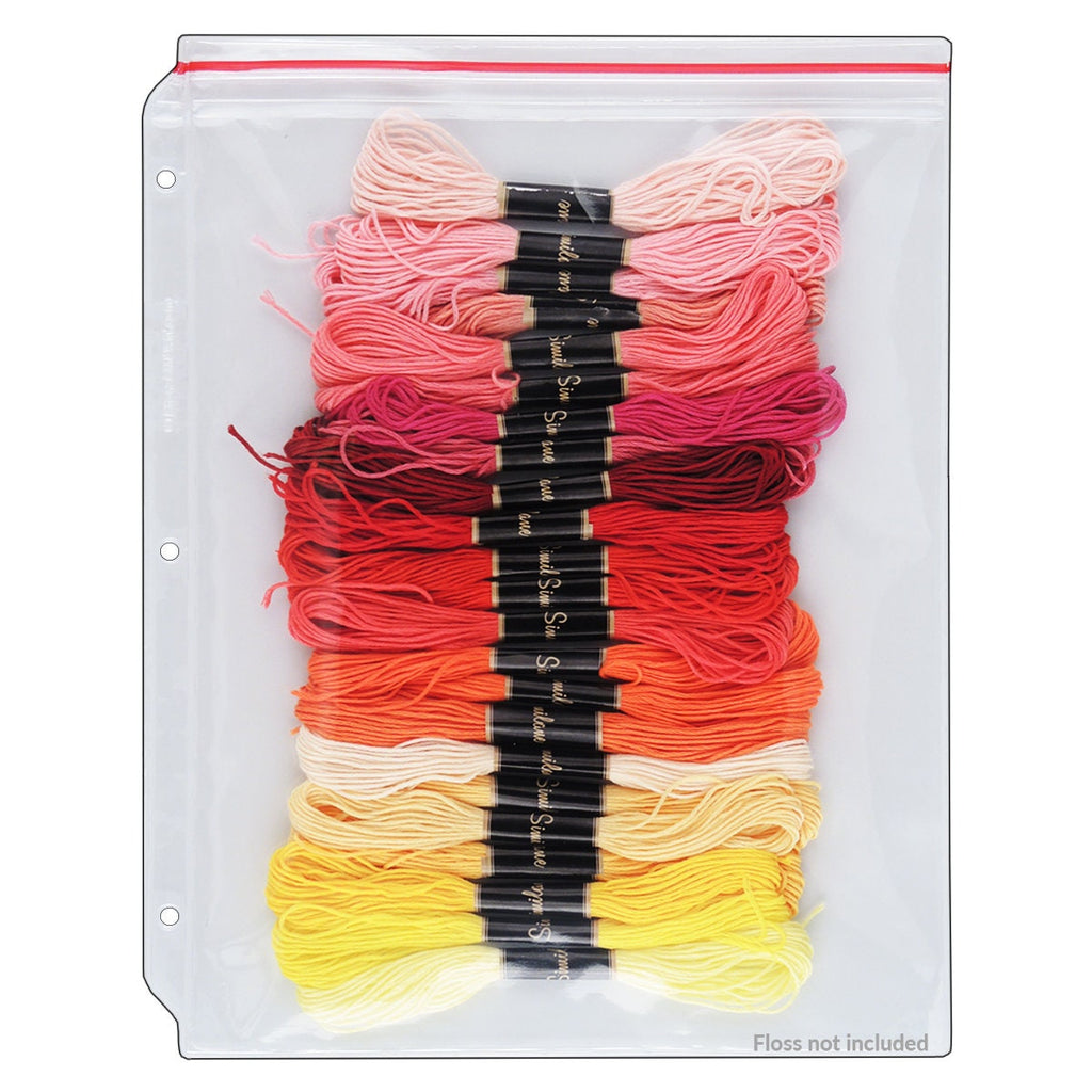 Zip-Top Embroidery Floss Thread Holder Binder Page – 8 1/2” x 11”