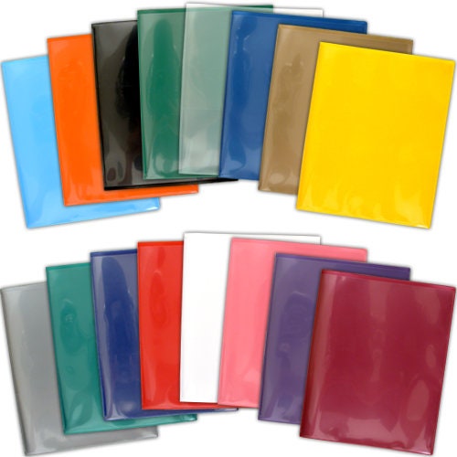StoreSMART Plastic 2-Pocket Folders- Clear Overlay- Made in U.S.A