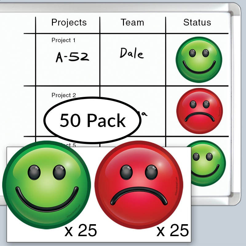 StoreSMART - Six-inch Face Magnets for Status Visualization – Red and Green Pack