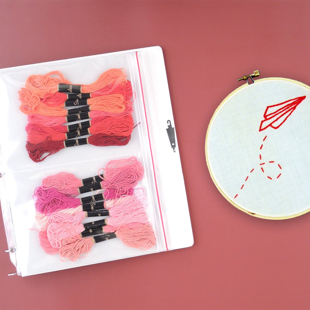 Multi-Pocket Zipper Binder Page for Embroidery Floss Storage – 2 Pocket