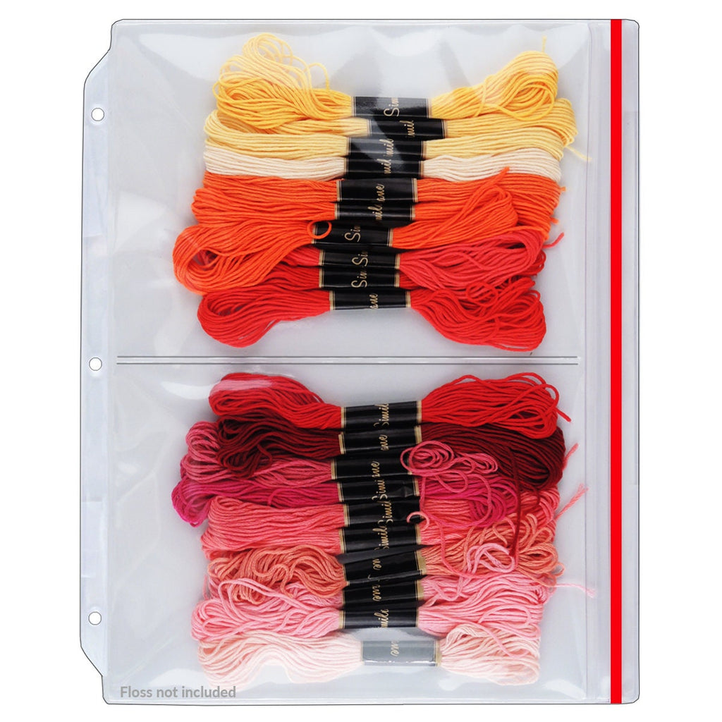 Multi-Pocket Zipper Binder Page for Embroidery Floss Storage – 2 Pocket