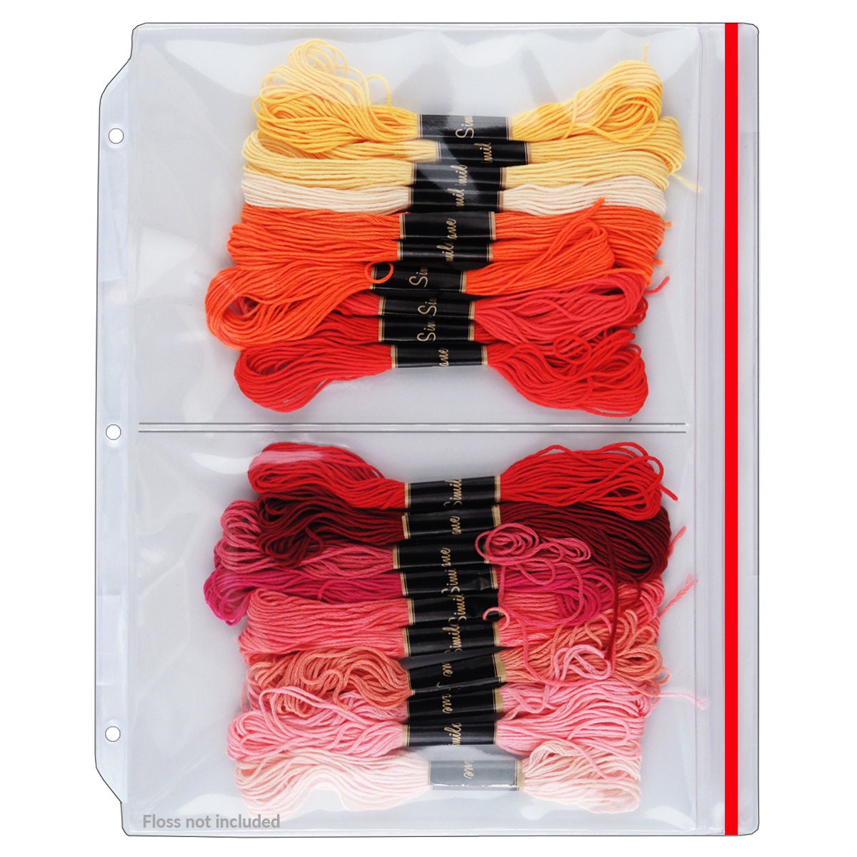 Multi-Pocket Zipper Binder Page for Embroidery Floss Storage – 2 Pocket