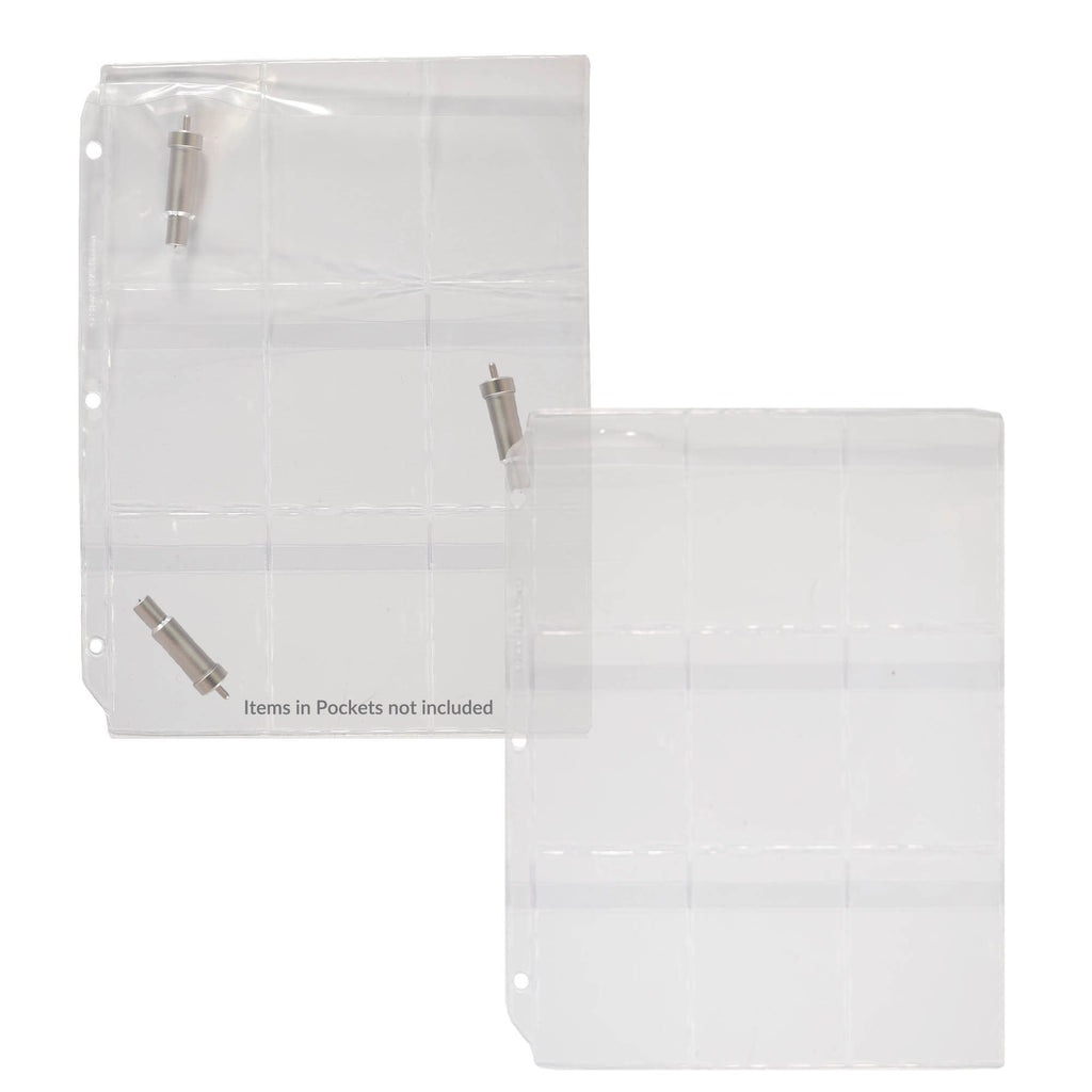 9-Pocket Clear Vinyl Binder Pages - Crafting Blades - Top Load with Flaps