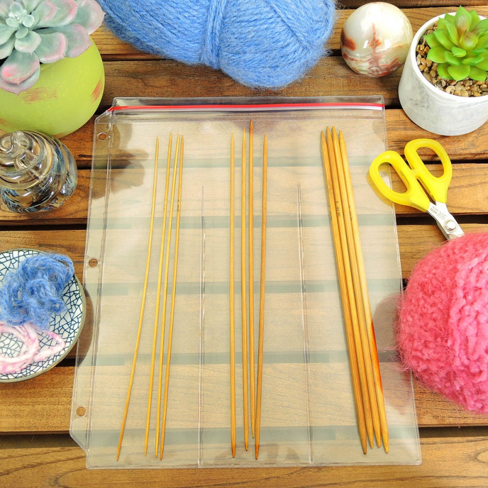 Zipper Binder Page for 10" Double Pointed Knitting Needles - Holds 3 Sets