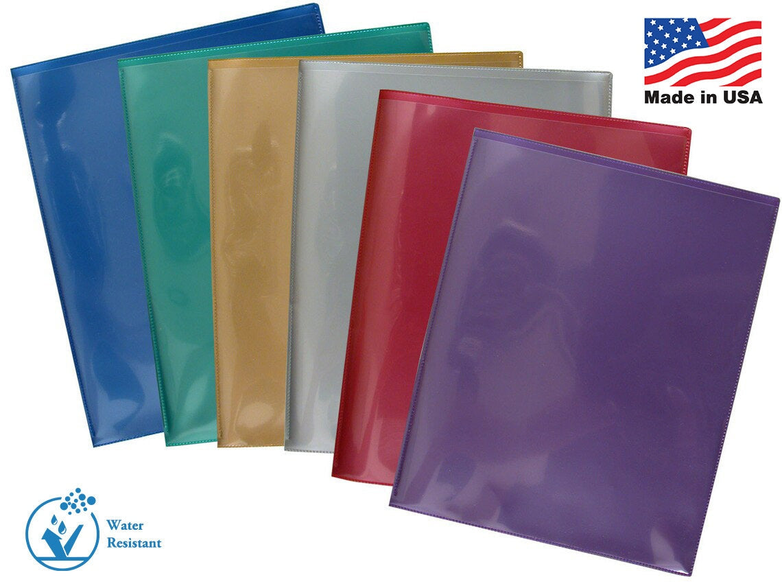 Metallic Plastic Twin Pocket Folders - Archival, 6-Pack, Made in USA