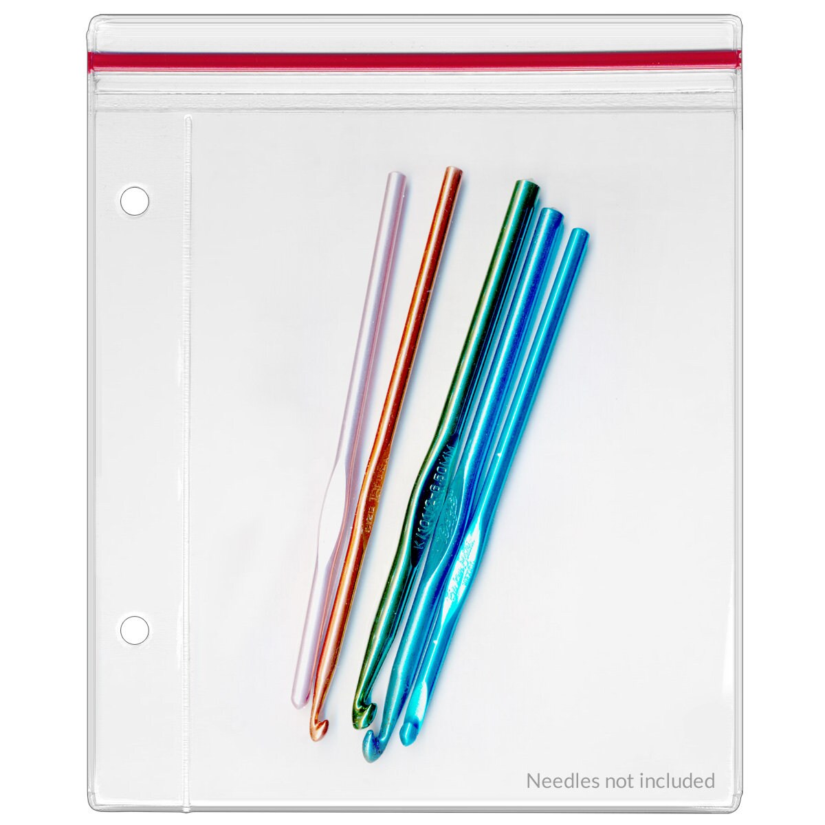 Circular Knitting Needle Case - Clear Vinyl Zipper Pocket, 3-Ring Binder Compatible