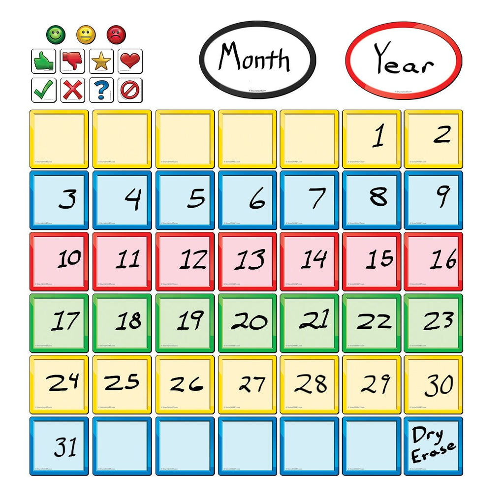 StoreSMART 3" x 3" Smart Magnetic Notes - Calendar Variety Pack - 55 Pieces
