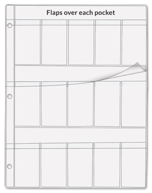 15-Pocket Binder Page with Flaps - Scrapbooking, Cardmaking, and Paper crafting - Top Load